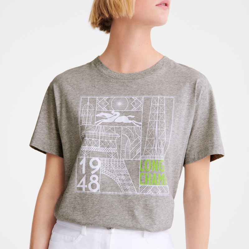 Blusa Longchamp T-shirt Feminino Cinzentas | LC-FRPF4291