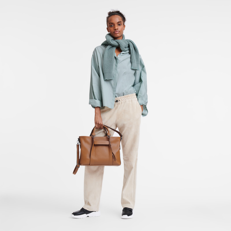 Bolsa de Mão Longchamp 3D L Handbag Feminino Natural | LC-TTHS5908