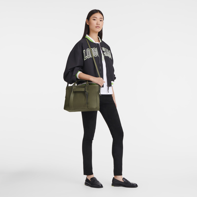 Bolsa de Mão Longchamp 3D L Handbag Feminino Caqui | LC-VLCW1385