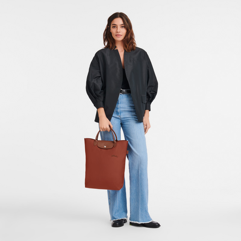 Bolsa de Mão Longchamp Le Pliage Green M Tote bag Feminino Chestnut | LC-HCTY1088