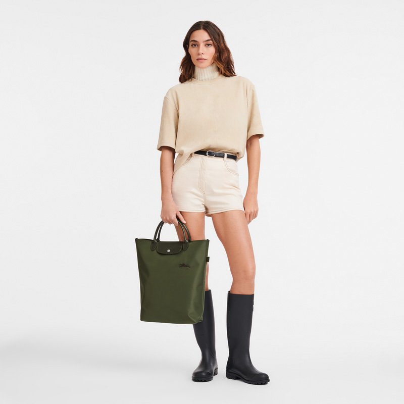 Bolsa de Mão Longchamp Le Pliage Green M Tote bag Masculino Forest | LC-IIXB1342