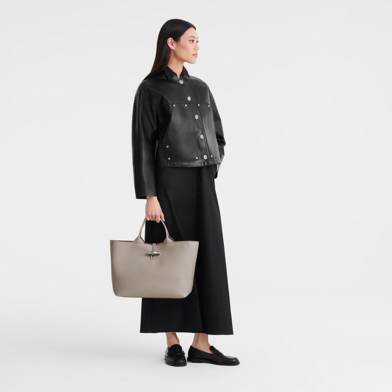 Bolsa de Mão Longchamp Le Roseau L Handbag Feminino Clay | LC-MUKV3817