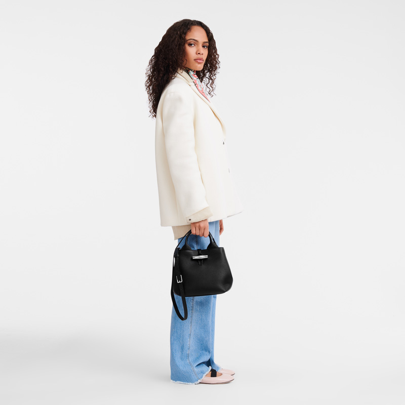 Bolsa de Mão Longchamp Le Roseau S Handbag Feminino Pretas | LC-LRPF5861