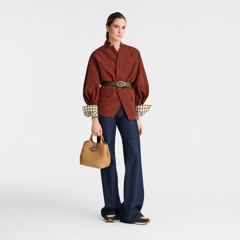 Bolsa de Mão Longchamp Le Roseau S Handbag Feminino Walnut | LC-GTXO9421