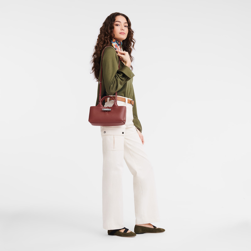 Bolsa de Mão Longchamp Le Roseau S Handbag Feminino Chestnut | LC-GAYO8722