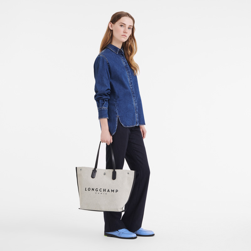 Bolsas De Ombro Longchamp Essential L Tote bag Feminino Ecru | LC-AKSR3883