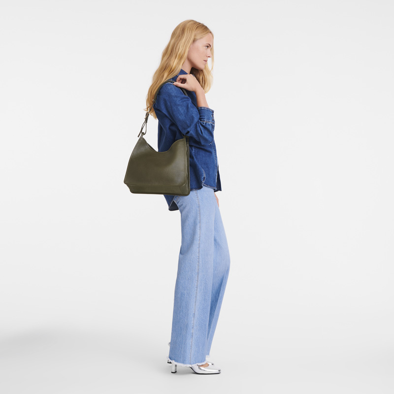 Bolsas De Ombro Longchamp Le Foulonné M Hobo bag Feminino Caqui | LC-UVUO9358