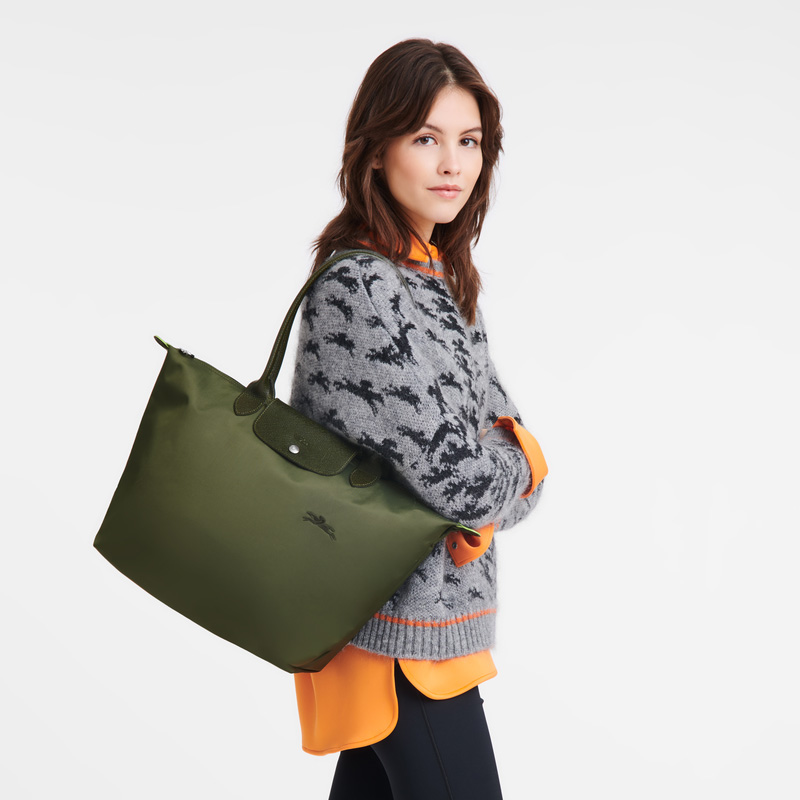 Bolsas De Ombro Longchamp Le Pliage Green L Tote bag Feminino Forest | LC-KTDL5178