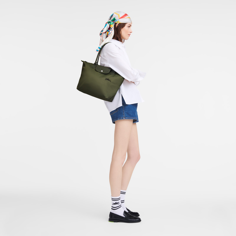 Bolsas De Ombro Longchamp Le Pliage Green M Tote bag Feminino Forest | LC-GVFH5689