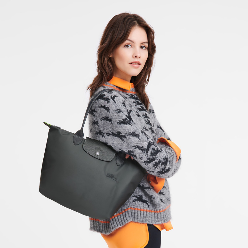 Bolsas De Ombro Longchamp Le Pliage Green M Tote bag Feminino Graphite | LC-TTWH8864