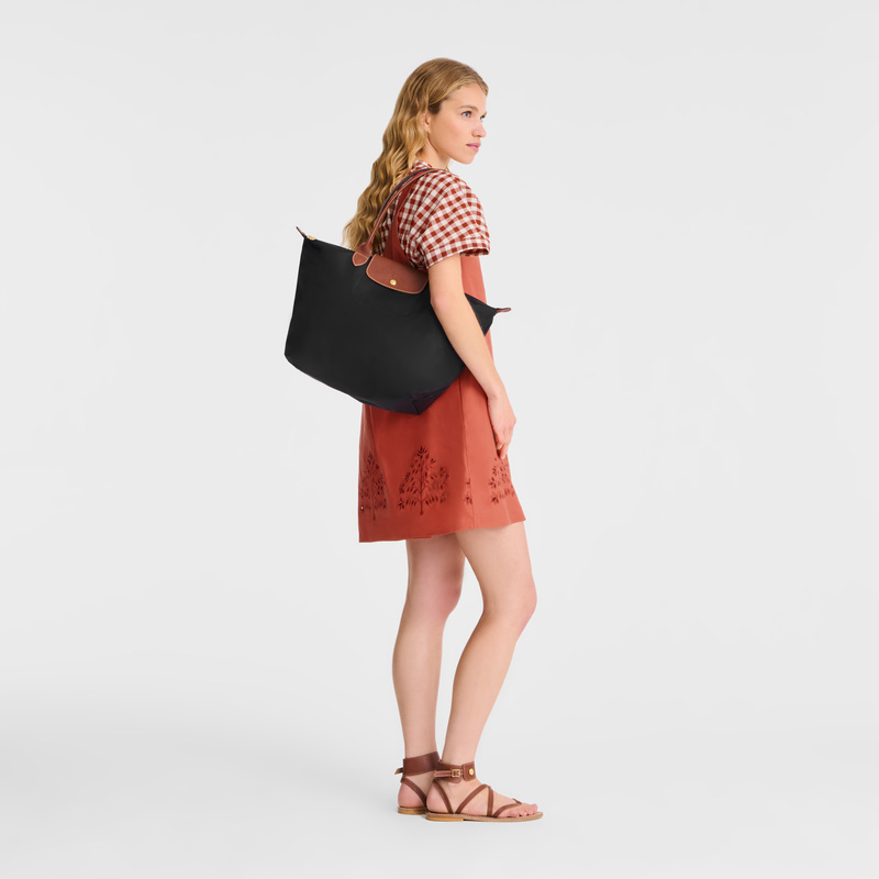 Bolsas De Ombro Longchamp Le Pliage Original L Tote bag Feminino Pretas | LC-AMOE6988