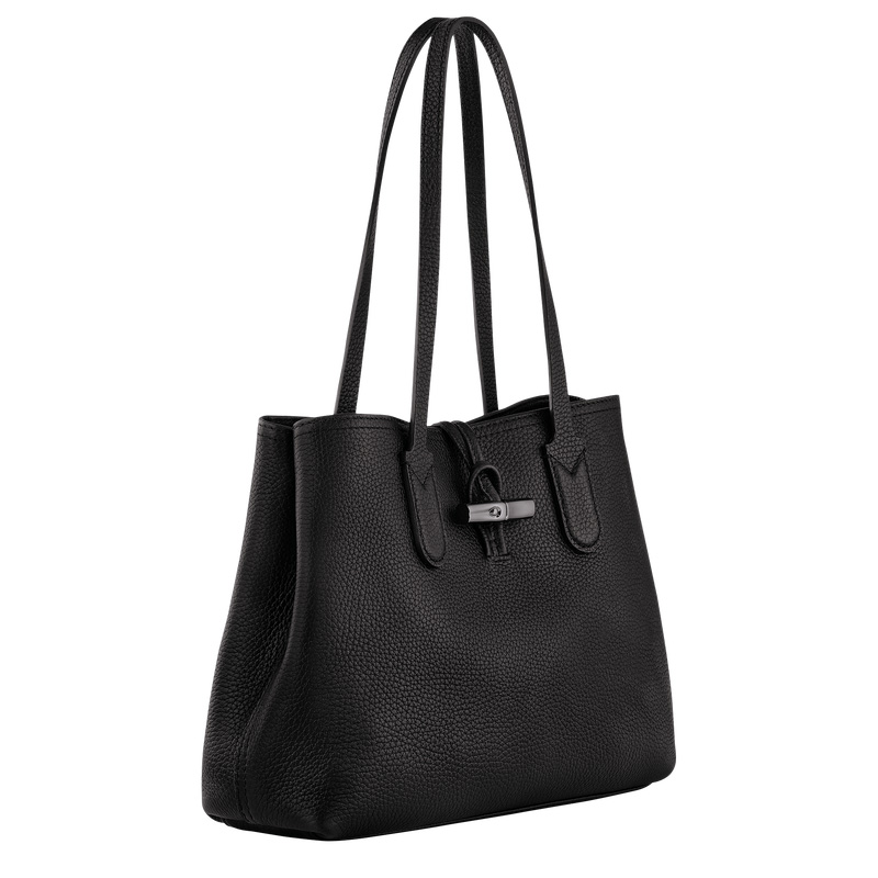 Bolsas De Ombro Longchamp Le Roseau Essential M Tote bag Feminino Pretas | LC-CKKZ3197