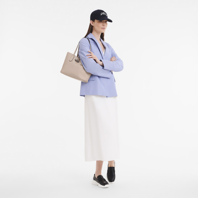 Bolsas De Ombro Longchamp Le Roseau Essential M Tote bag Feminino Clay | LC-ZVBE8475