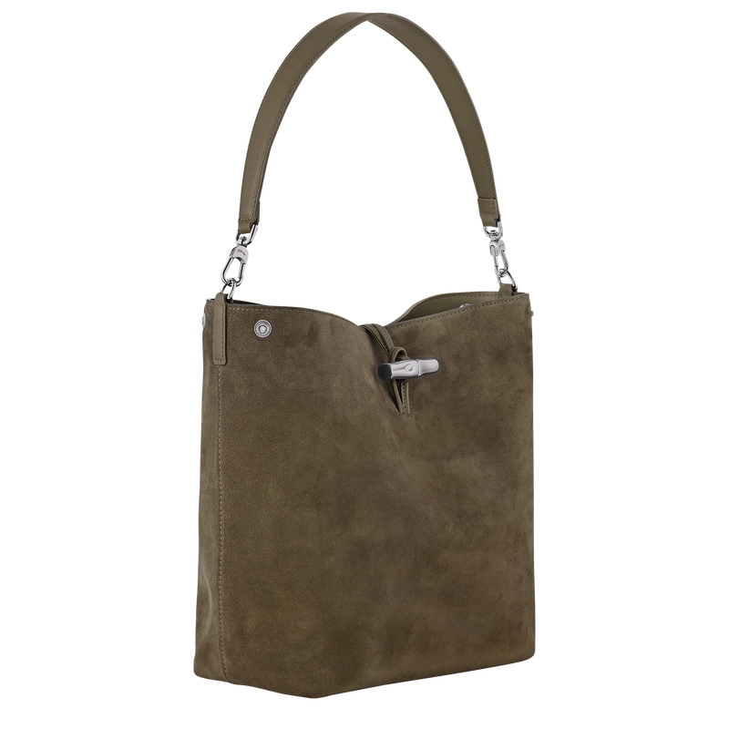 Bolsas De Ombro Longchamp Le Roseau M Hobo bag Feminino Verde Oliva | LC-IVKW3297