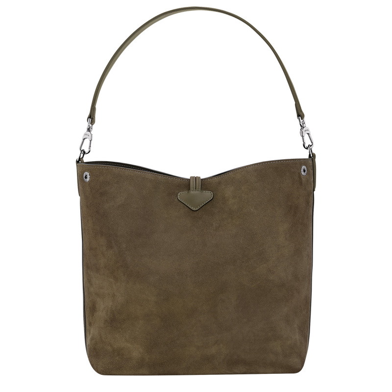 Bolsas De Ombro Longchamp Le Roseau M Hobo bag Feminino Verde Oliva | LC-IVKW3297