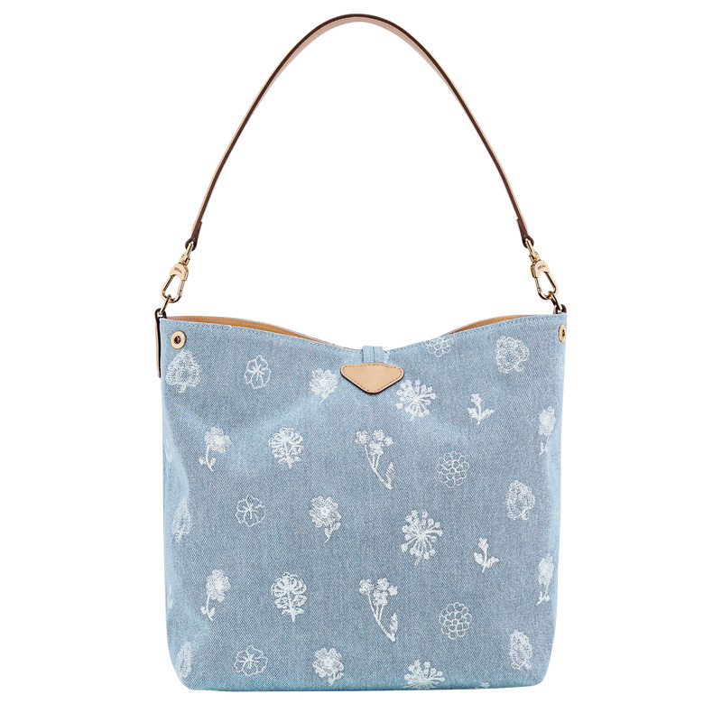 Bolsas De Ombro Longchamp Le Roseau M Hobo bag Feminino Azuis | LC-SIOK0579