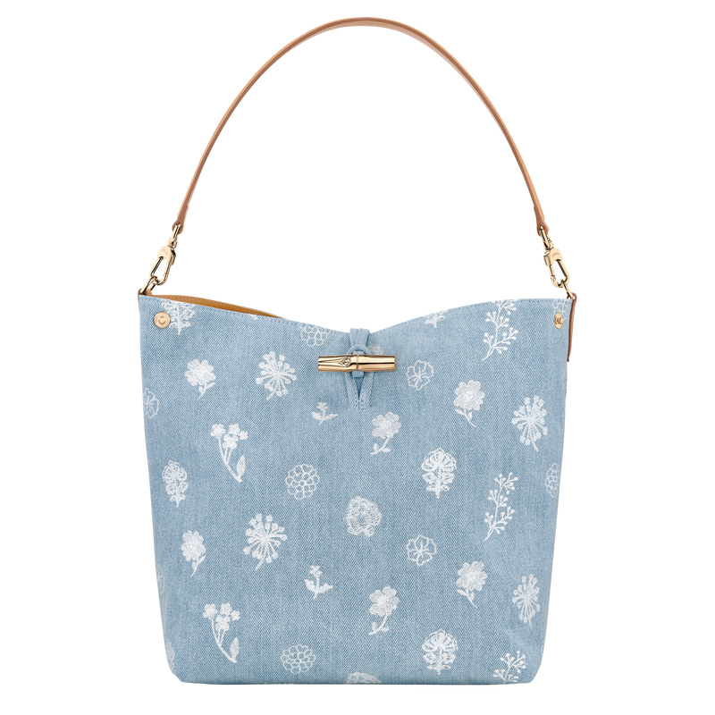 Bolsas De Ombro Longchamp Le Roseau M Hobo bag Feminino Azuis | LC-SIOK0579
