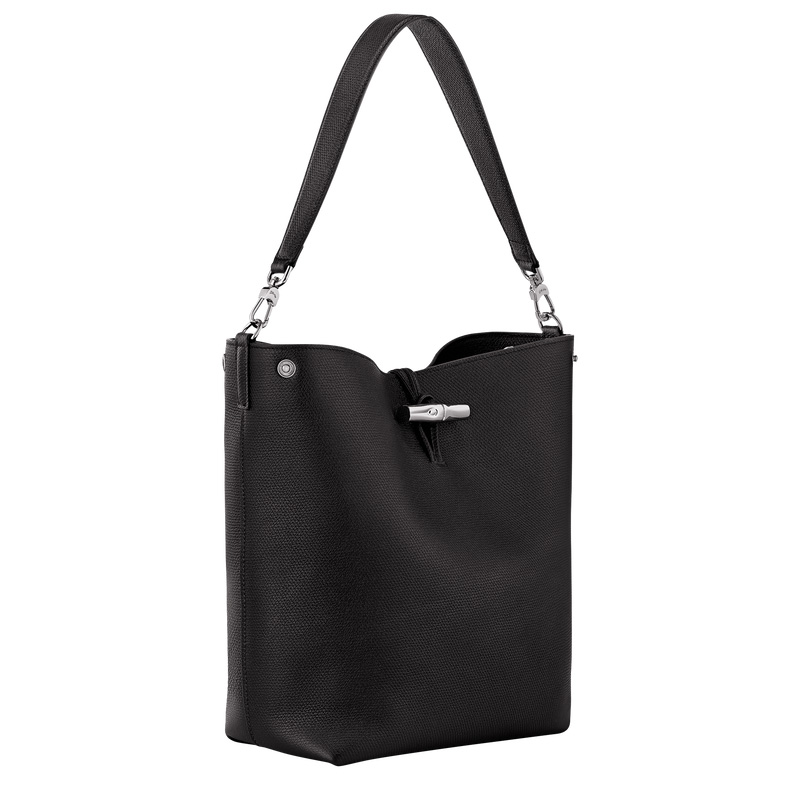 Bolsas De Ombro Longchamp Le Roseau M Shoulder bag Feminino Pretas | LC-LRMM0825