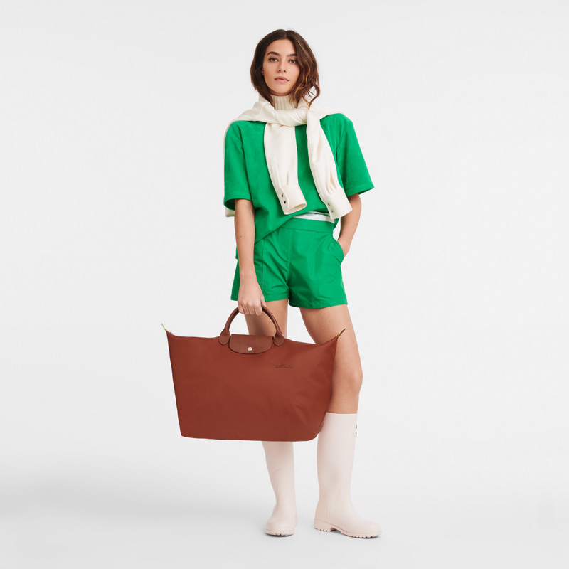 Bolsas De Viagem Longchamp Le Pliage Green L Travel bag Feminino Chestnut | LC-NPVH2608