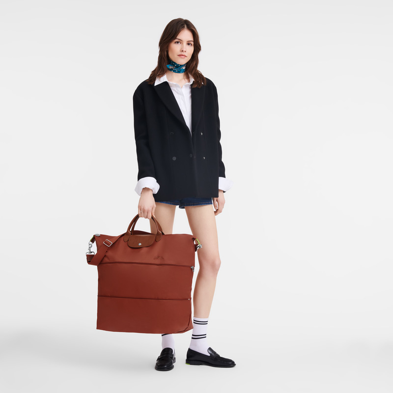 Bolsas De Viagem Longchamp Le Pliage Green Travel bag expandable Masculino Chestnut | LC-NBBR0764