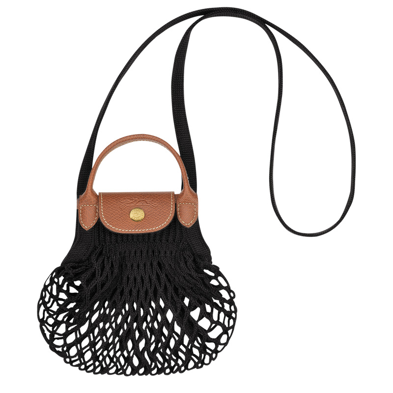 Bolsas Mini Longchamp Le Pliage Filet XS Mesh bag Feminino Pretas | LC-JWRR1125