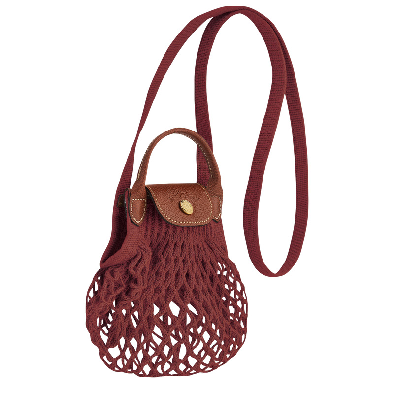 Bolsas Mini Longchamp Le Pliage Filet XS Mesh bag Feminino Mahogany | LC-ZHEX4685