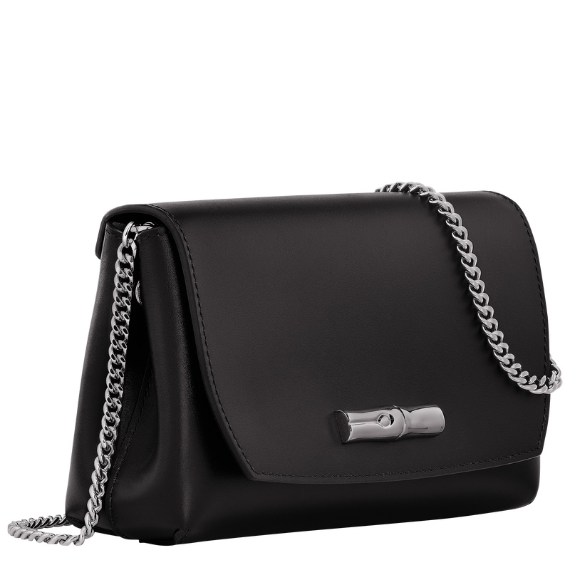 Bolsas Mini Longchamp Le Roseau Clutch Feminino Pretas | LC-KHPF4537