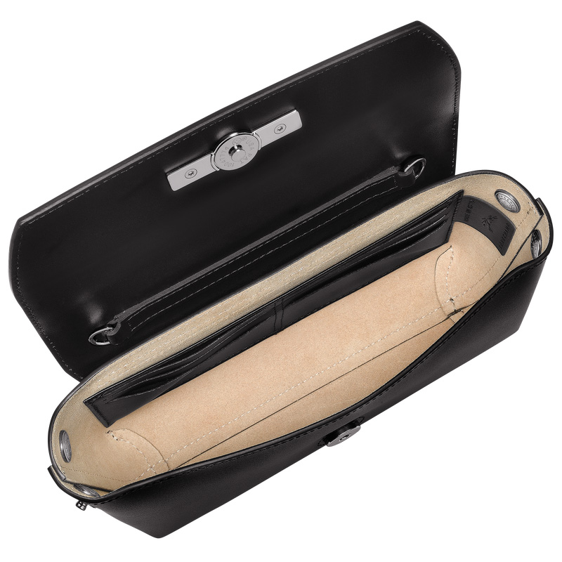 Bolsas Mini Longchamp Le Roseau Clutch Feminino Pretas | LC-KHPF4537