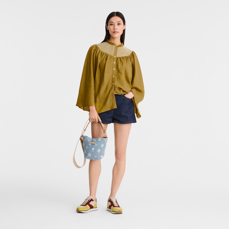 Bolsas Mini Longchamp Le Roseau XS Bucket bag Feminino Azuis | LC-NQPW7476