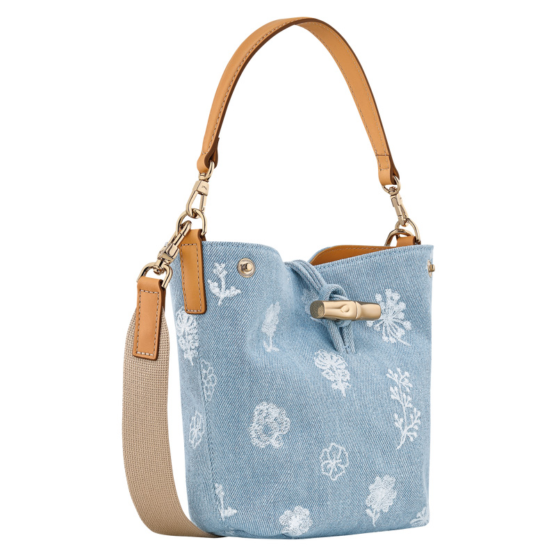 Bolsas Mini Longchamp Le Roseau XS Bucket bag Feminino Azuis | LC-NQPW7476