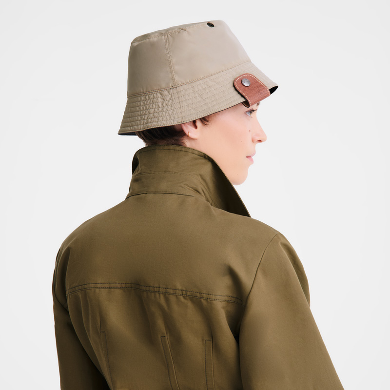 Boné Longchamp Reversible bucket hat Feminino Black/Mahogany | LC-PFOW2213