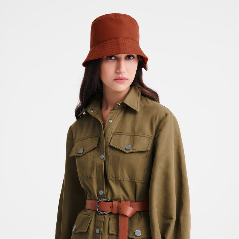 Boné Longchamp Reversible bucket hat Feminino Chestnut/Tomato | LC-CQIU9647