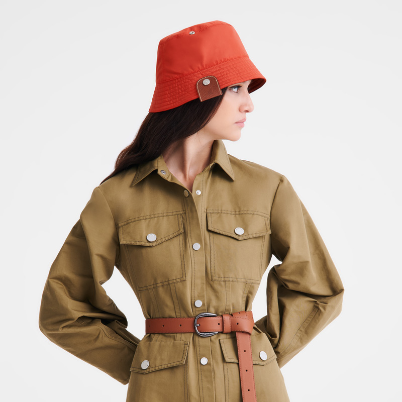 Boné Longchamp Reversible bucket hat Feminino Chestnut/Tomato | LC-CQIU9647