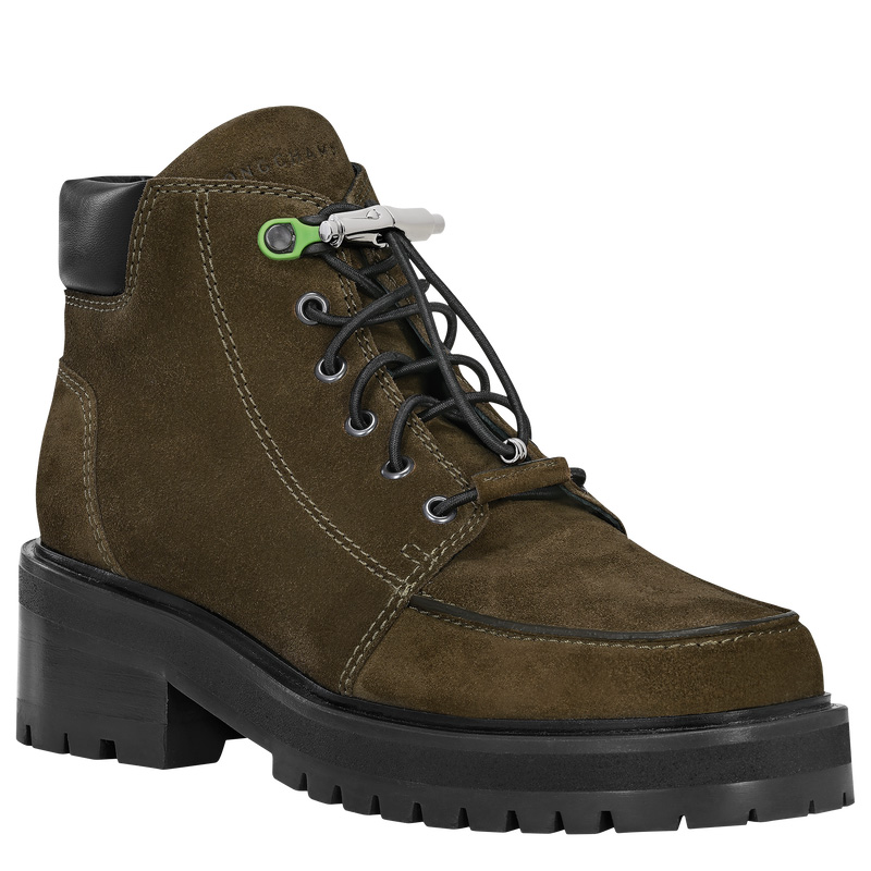 Botas Longchamp La Baroudeuse Low Boots Feminino Verde Oliva | LC-WOOZ8864