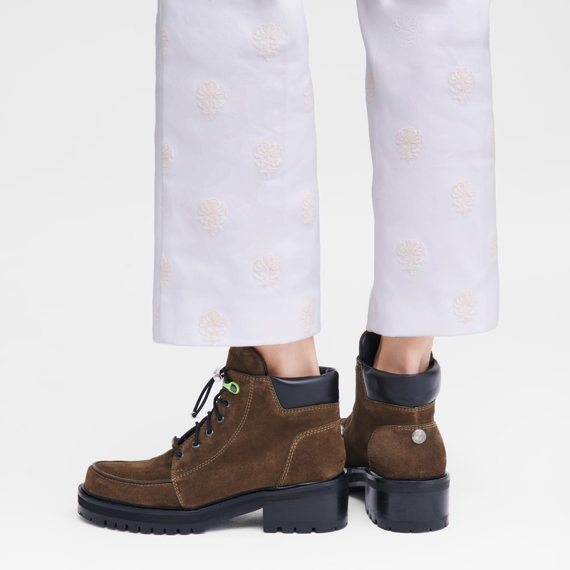 Botas Longchamp La Baroudeuse Low Boots Feminino Verde Oliva | LC-WOOZ8864
