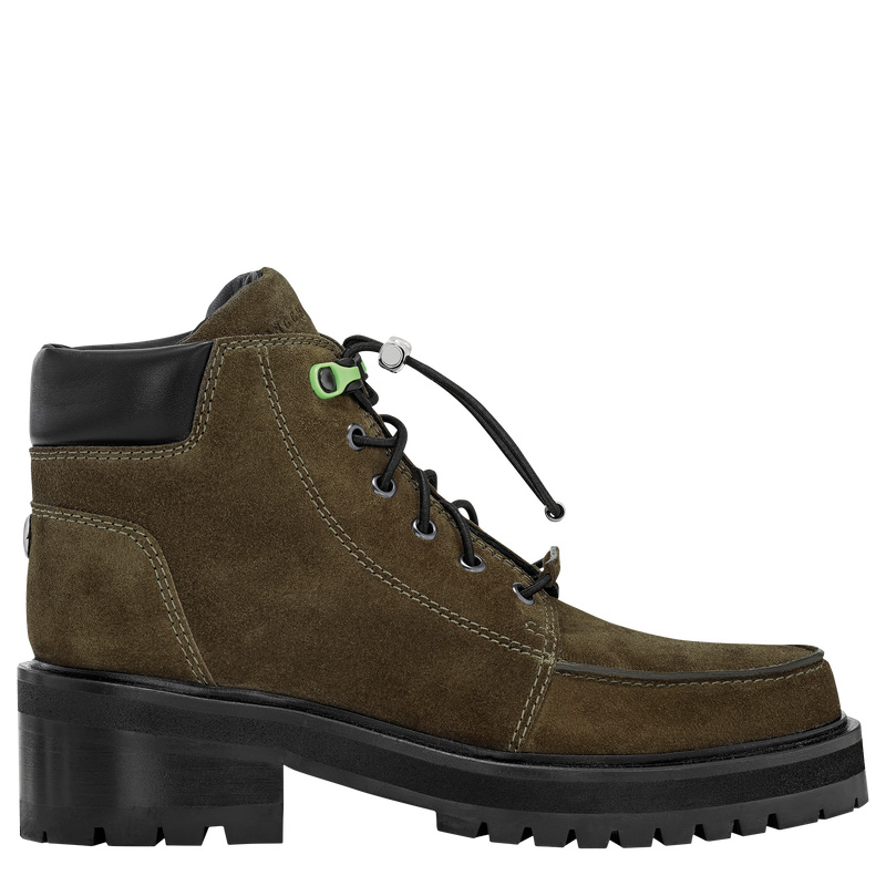 Botas Longchamp La Baroudeuse Low Boots Feminino Verde Oliva | LC-WOOZ8864