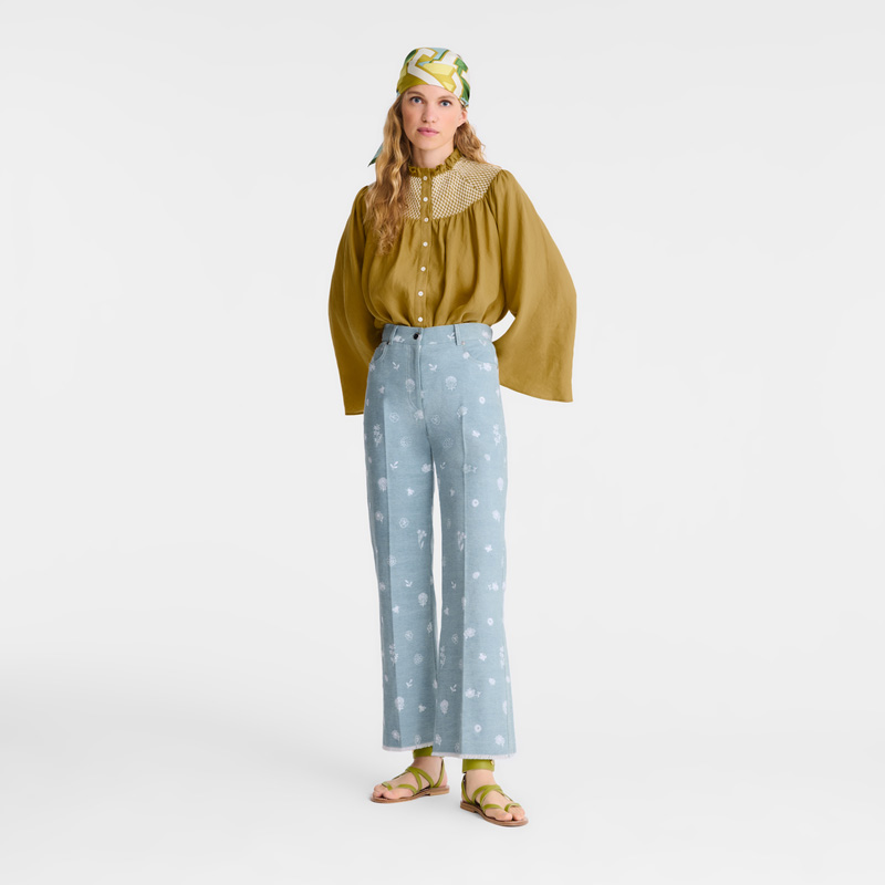 Calças Longchamp Jeans Feminino Azuis | LC-SJSK1397
