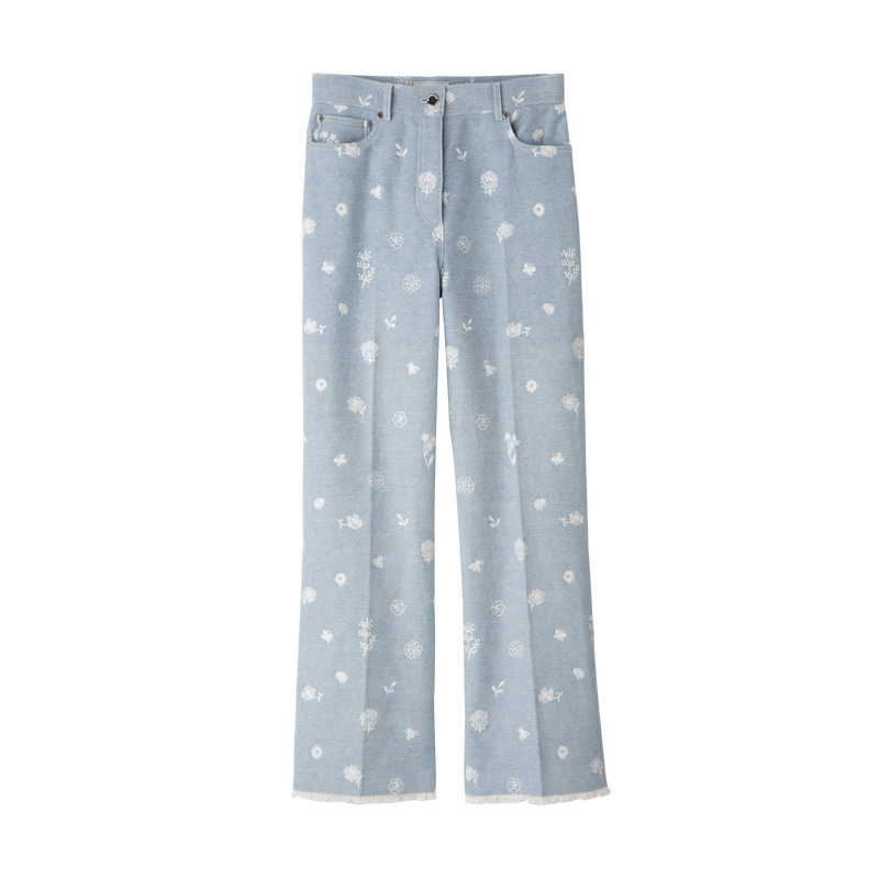 Calças Longchamp Jeans Feminino Azuis | LC-SJSK1397