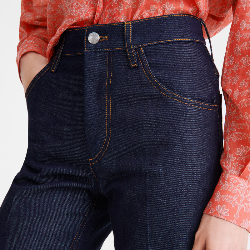 Calças Longchamp Jeans Feminino Azuis | LC-SVLL2868