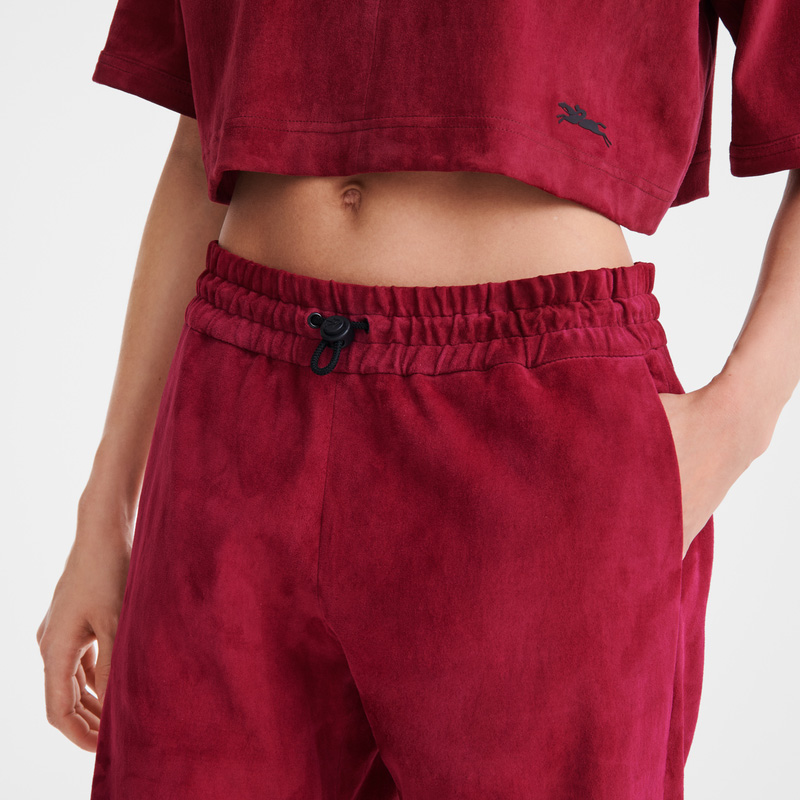 Calças Longchamp Leather straight pants Feminino Beetroot | LC-AIVK3269