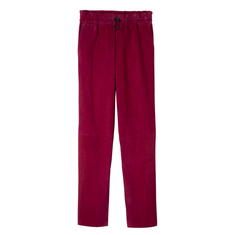 Calças Longchamp Leather straight pants Feminino Beetroot | LC-AIVK3269