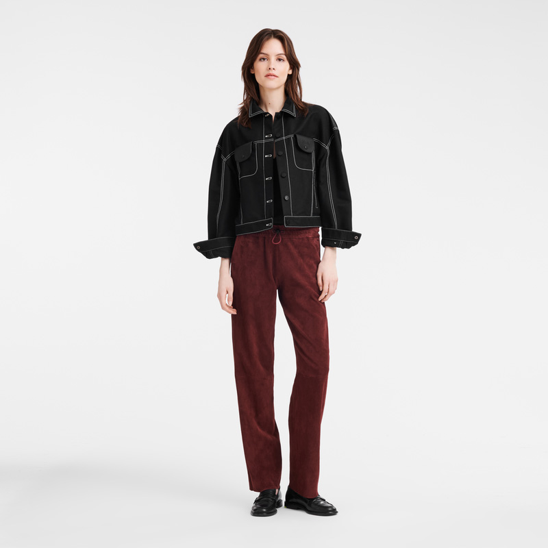 Calças Longchamp Leather straight pants Feminino Bordeaux | LC-CSNO6517