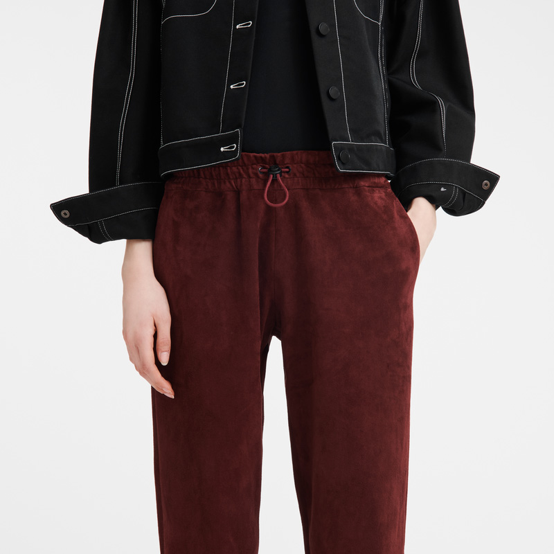 Calças Longchamp Leather straight pants Feminino Bordeaux | LC-CSNO6517