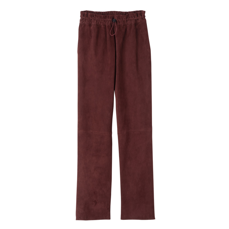 Calças Longchamp Leather straight pants Feminino Bordeaux | LC-CSNO6517