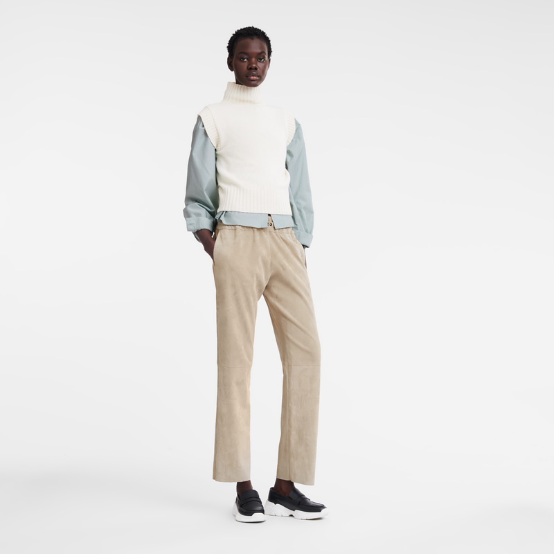 Calças Longchamp Leather straight pants Feminino Linen | LC-ECDS7649