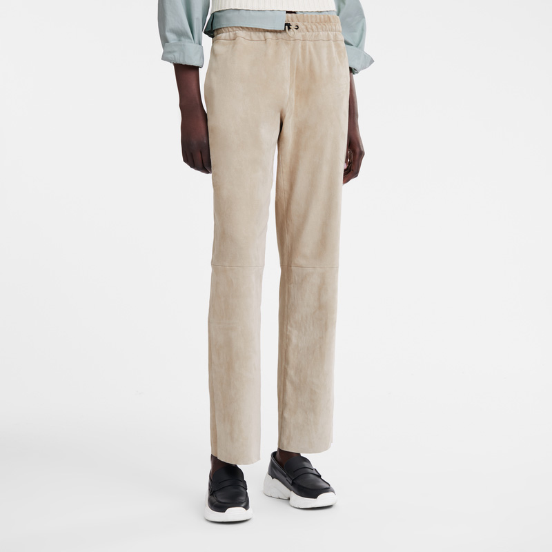 Calças Longchamp Leather straight pants Feminino Linen | LC-ECDS7649