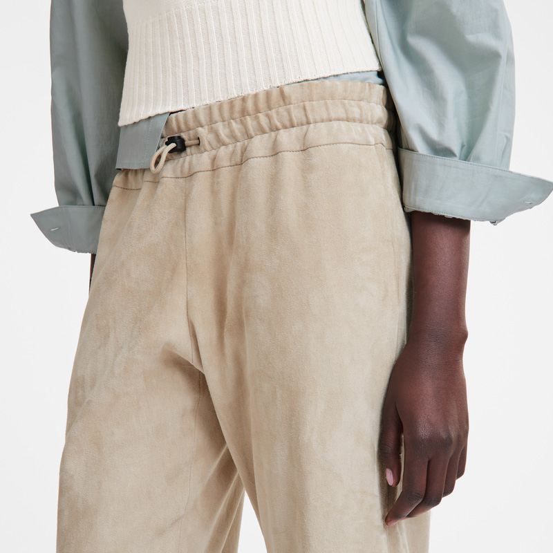 Calças Longchamp Leather straight pants Feminino Linen | LC-ECDS7649