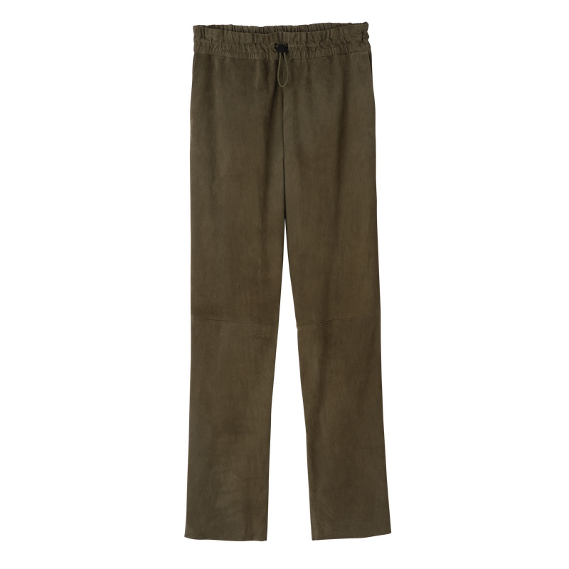 Calças Longchamp Leather straight pants Feminino Caqui | LC-ZUCD7345
