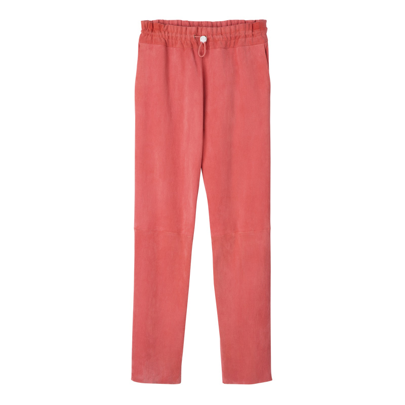 Calças Longchamp Leather straight pants Feminino Blush | LC-SHDX2620