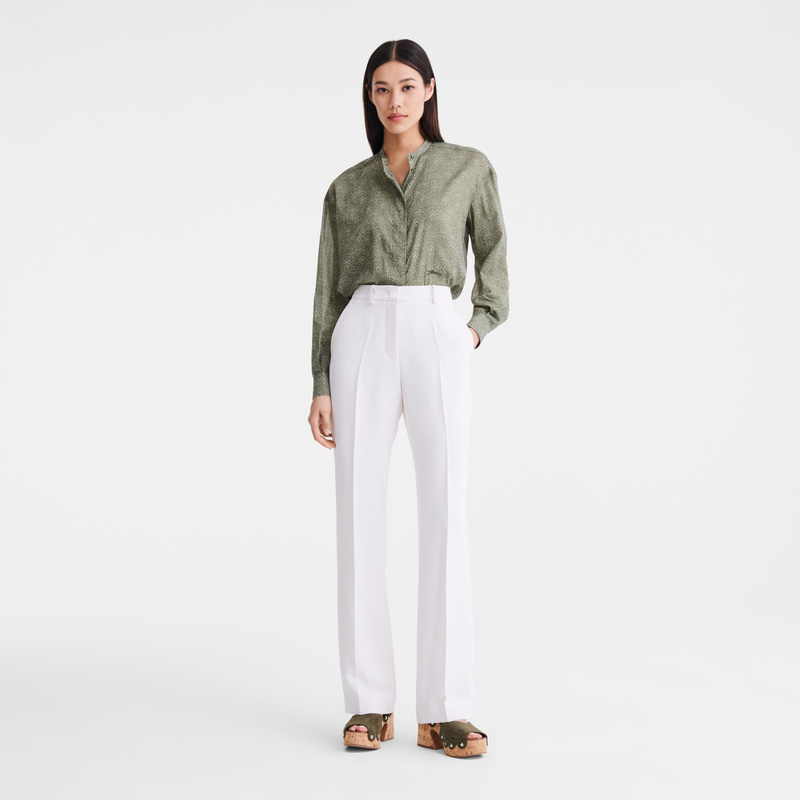 Calças Longchamp Trousers Feminino Ecru | LC-MOTK5148
